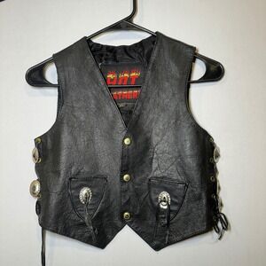 Hot Leathers Vest Women's Black XL Motorcycle‎ Biker Western Concho Studded VTG